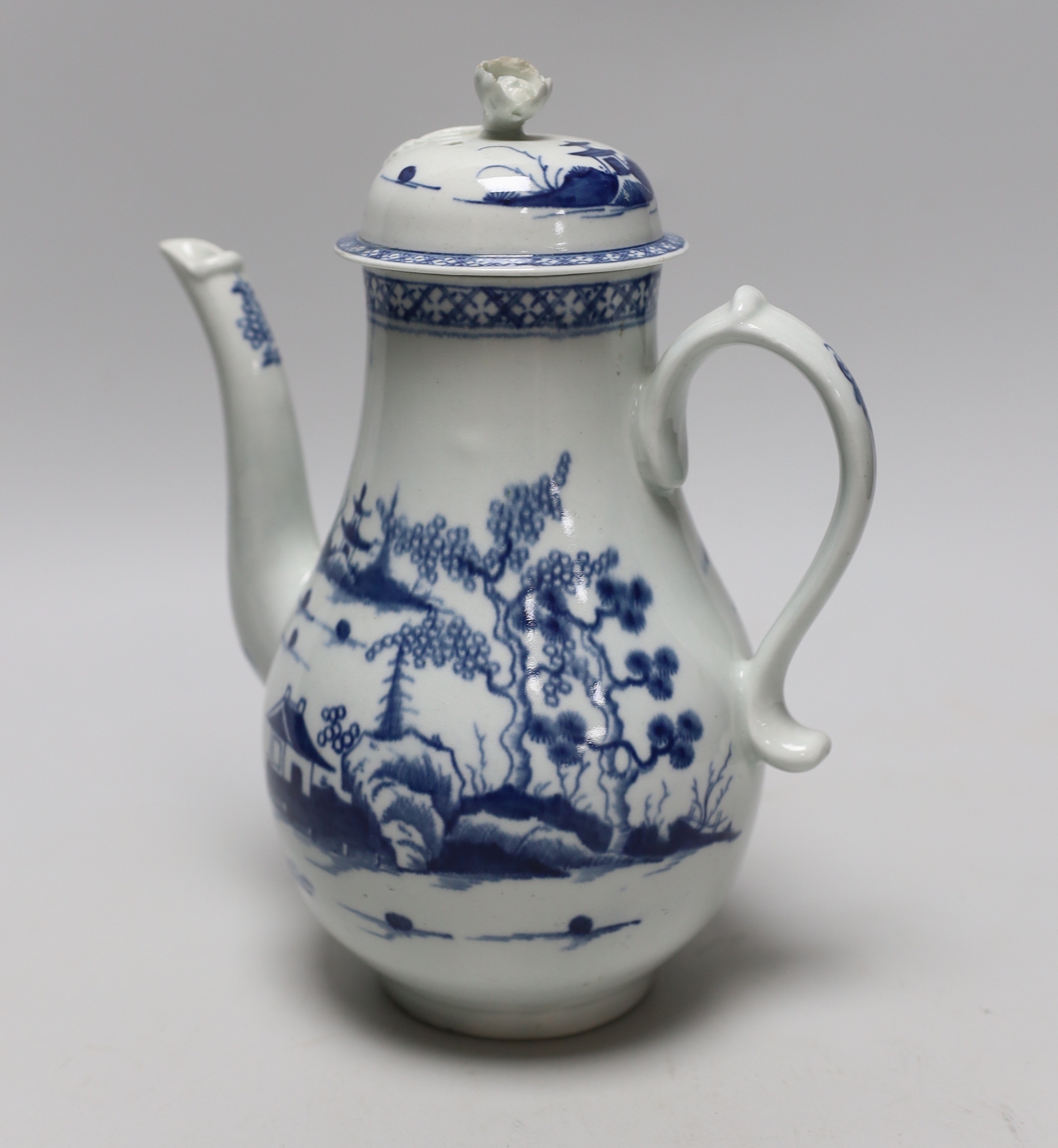 A Worcester Cannonball pattern coffee pot, c.1780